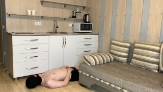 Dominatrix Nika becomes in dirty boots on the chest and face of a slave